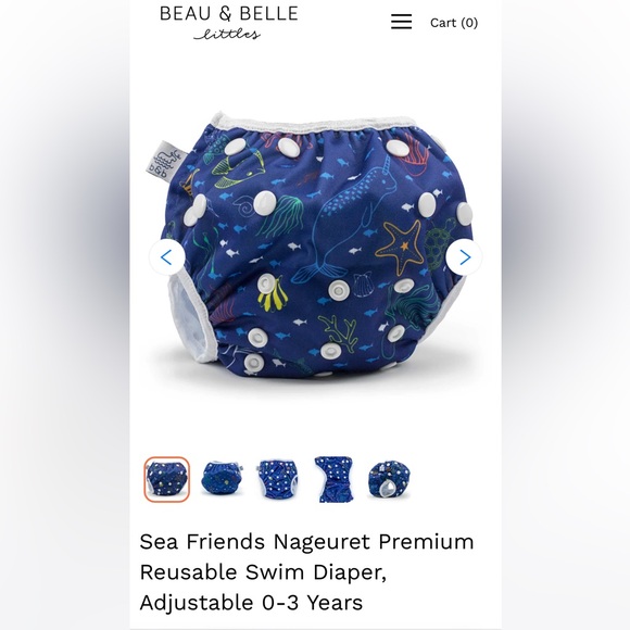 Beau & Belle Baby Toddler Reusable Swim Diaper 0-36m 8-36lb Sea friends - Picture 1 of 3